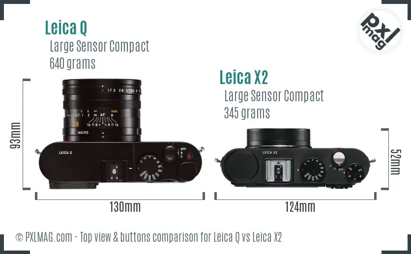 Leica Q vs Leica X2 top view buttons comparison