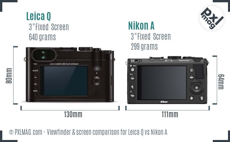 Leica Q vs Nikon A Screen and Viewfinder comparison