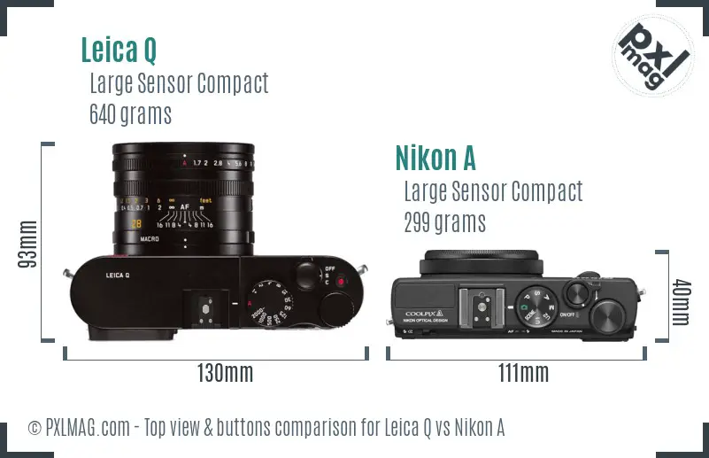 Leica Q vs Nikon A top view buttons comparison