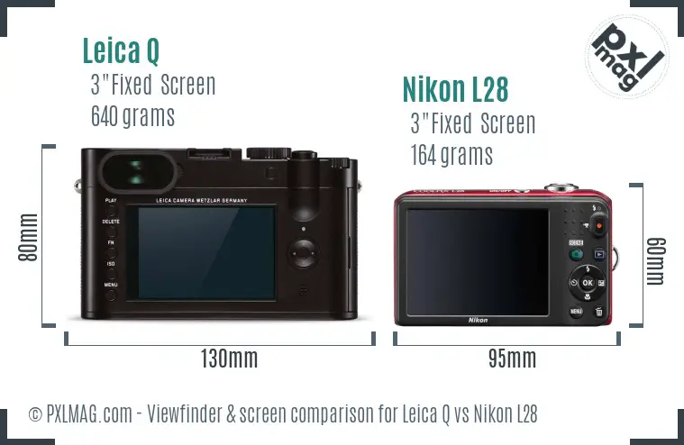 Leica Q vs Nikon L28 Screen and Viewfinder comparison