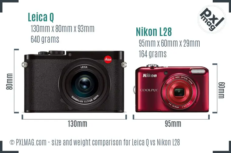 Leica Q vs Nikon L28 size comparison