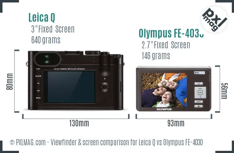 Leica Q vs Olympus FE-4030 Screen and Viewfinder comparison