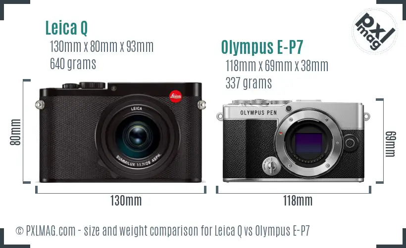 Leica Q vs Olympus E-P7 size comparison