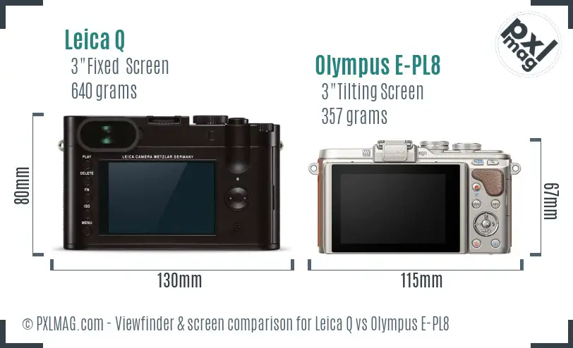 Leica Q vs Olympus E-PL8 Screen and Viewfinder comparison