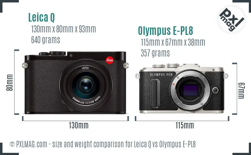 Leica Q vs Olympus E-PL8 size comparison