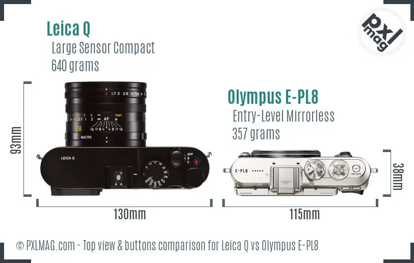 Leica Q vs Olympus E-PL8 top view buttons comparison