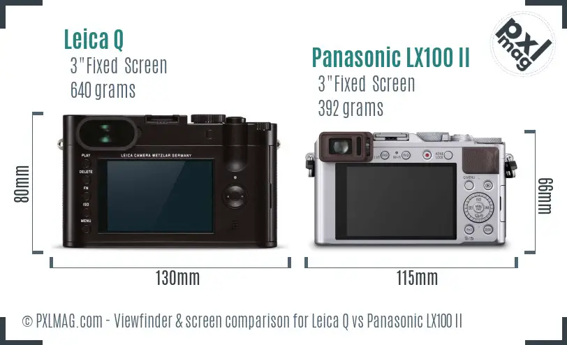 Leica Q vs Panasonic LX100 II Screen and Viewfinder comparison