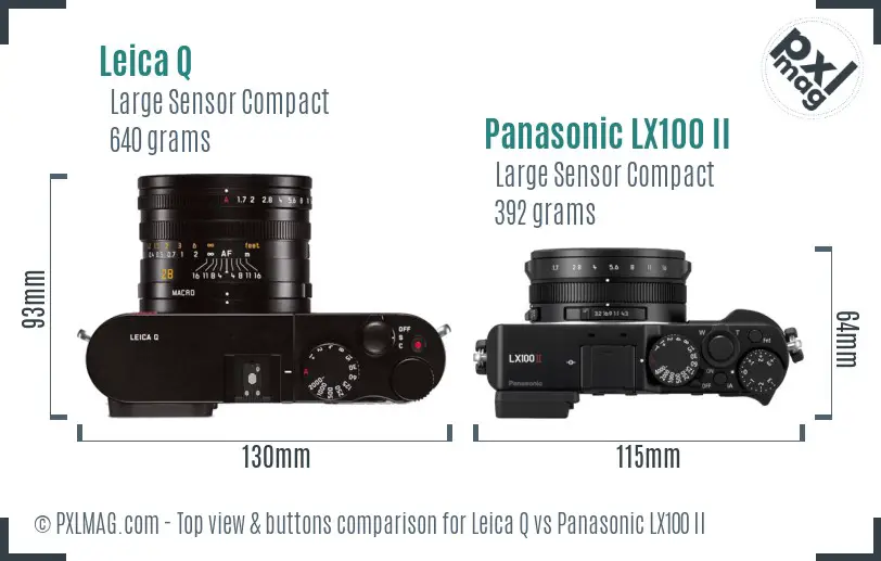Leica Q vs Panasonic LX100 II top view buttons comparison