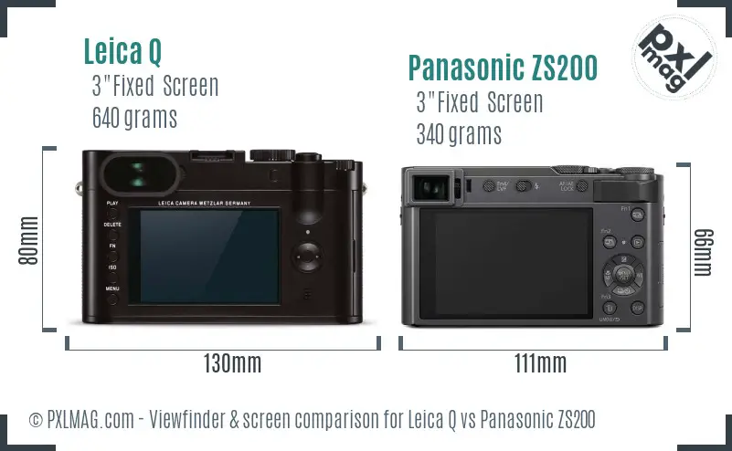 Leica Q vs Panasonic ZS200 Screen and Viewfinder comparison
