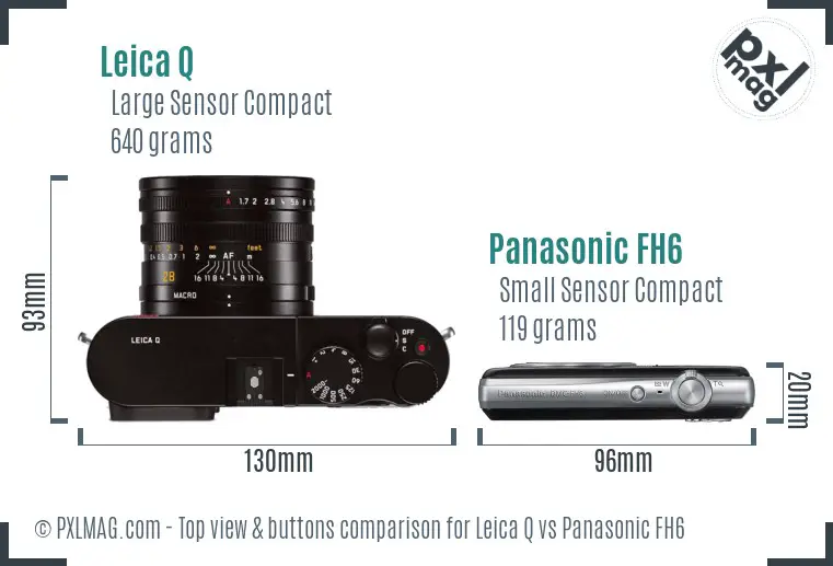 Leica Q vs Panasonic FH6 top view buttons comparison