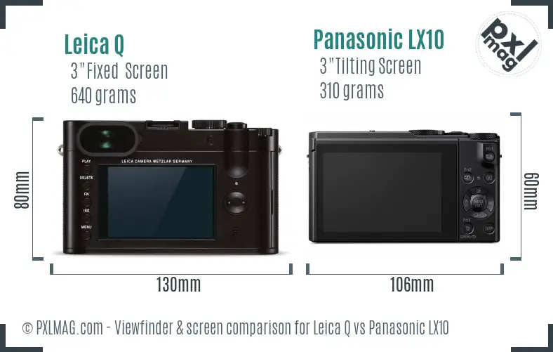 Leica Q vs Panasonic LX10 Screen and Viewfinder comparison
