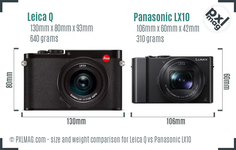 Leica Q vs Panasonic LX10 size comparison