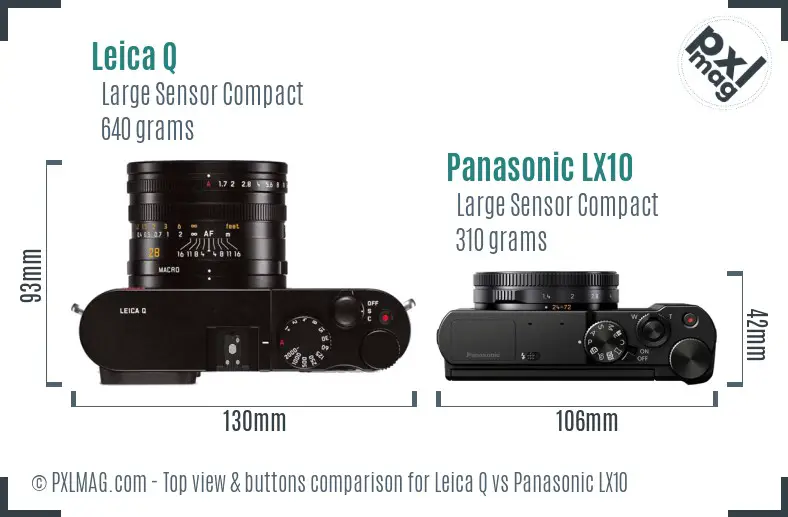 Leica Q vs Panasonic LX10 top view buttons comparison