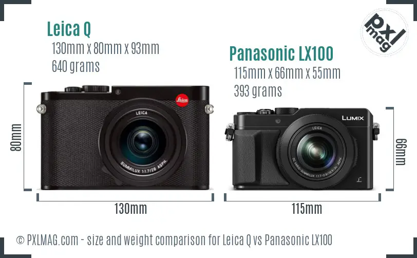 Leica Q vs Panasonic LX100 size comparison