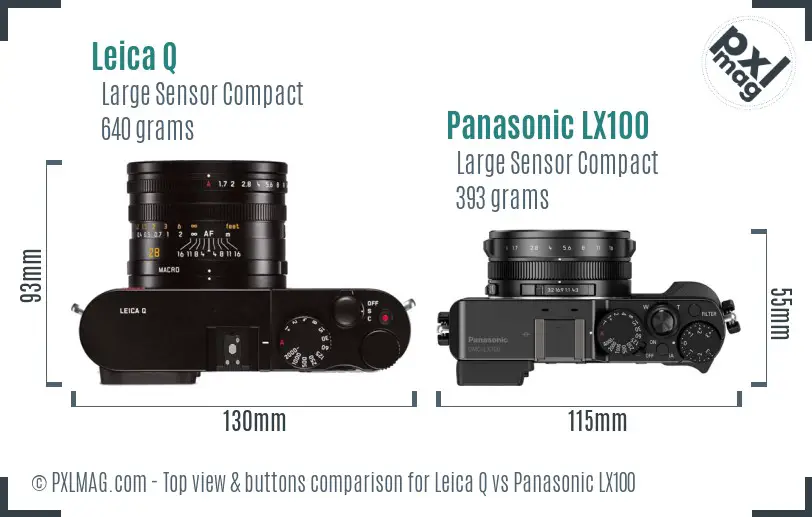 Leica Q vs Panasonic LX100 top view buttons comparison