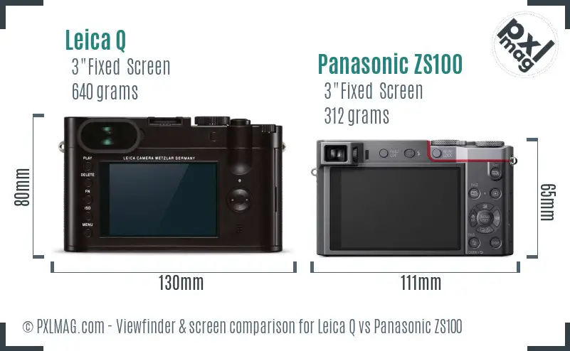 Leica Q vs Panasonic ZS100 Screen and Viewfinder comparison