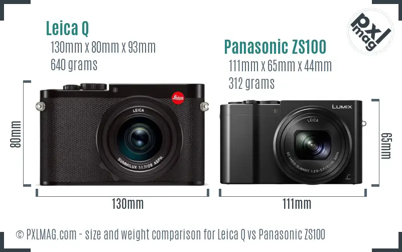 Leica Q vs Panasonic ZS100 size comparison