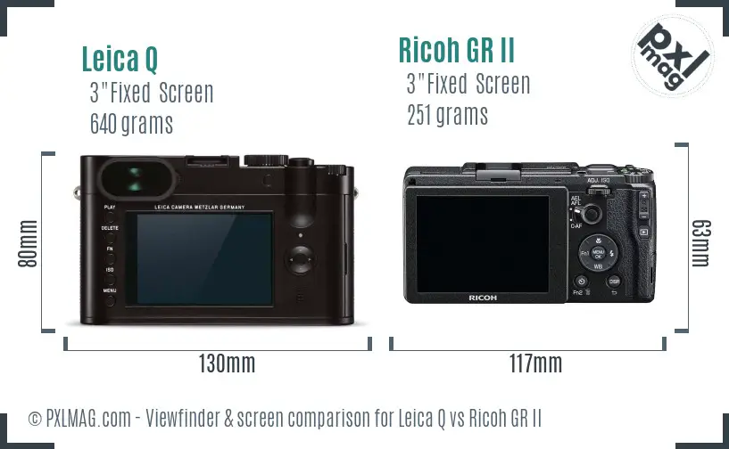 Leica Q vs Ricoh GR II Screen and Viewfinder comparison