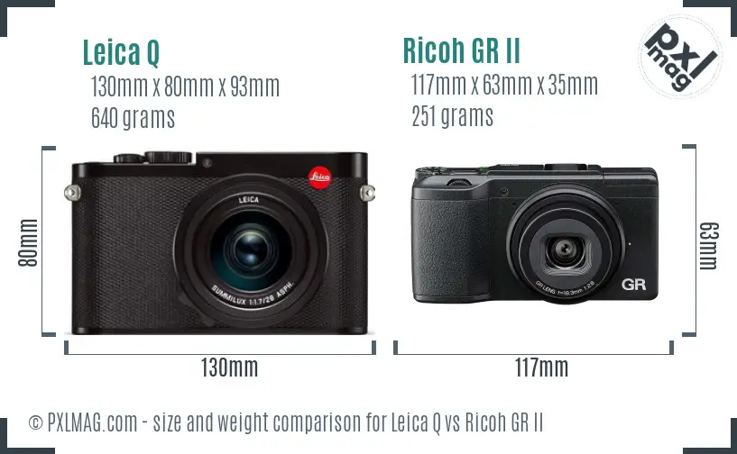 Leica Q vs Ricoh GR II size comparison