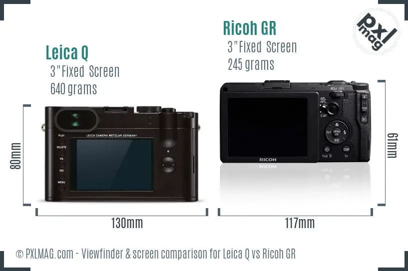 Leica Q vs Ricoh GR Screen and Viewfinder comparison