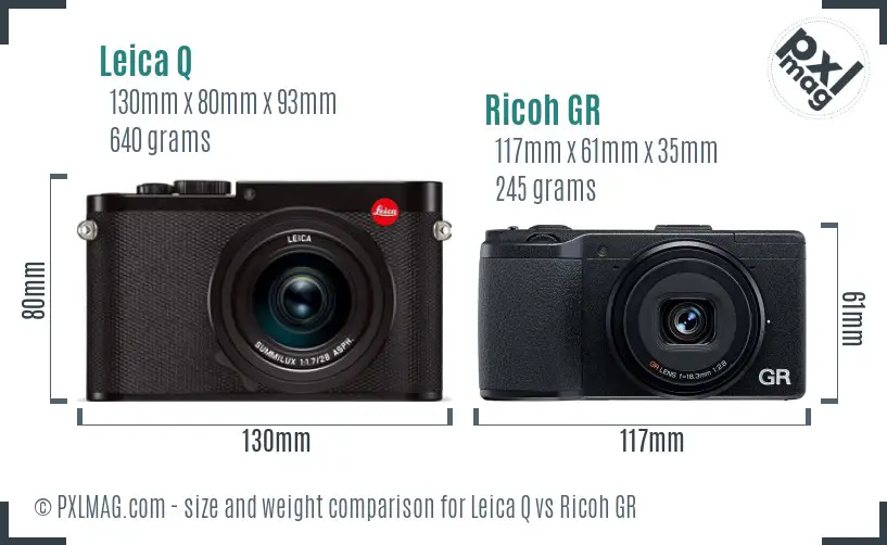 Leica Q vs Ricoh GR size comparison