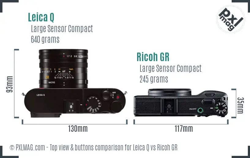 Leica Q vs Ricoh GR top view buttons comparison