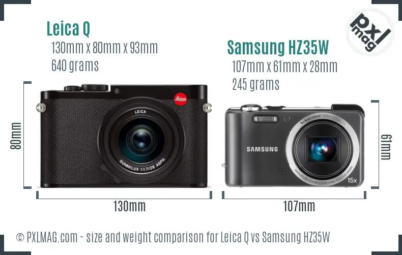 Leica Q vs Samsung HZ35W size comparison