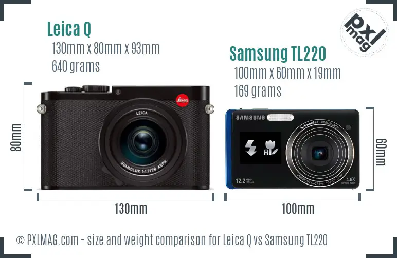 Leica Q vs Samsung TL220 size comparison