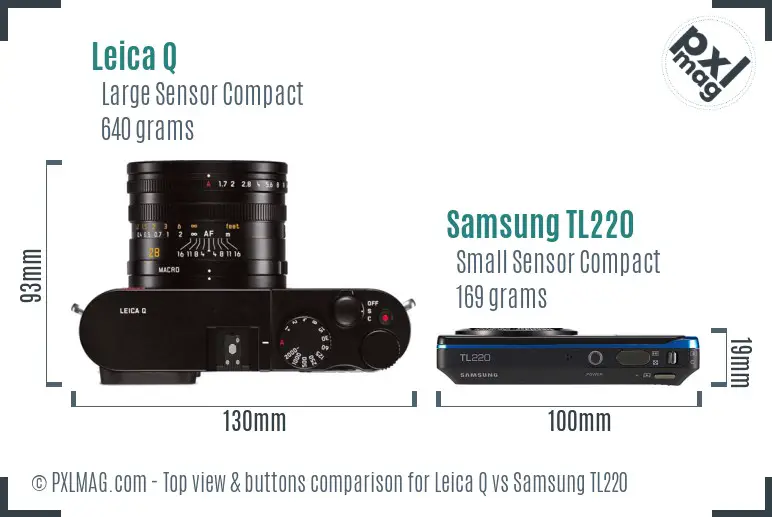 Leica Q vs Samsung TL220 top view buttons comparison