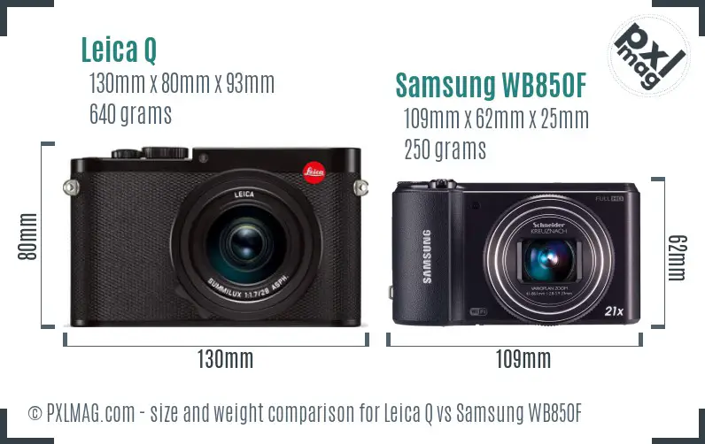 Leica Q vs Samsung WB850F size comparison