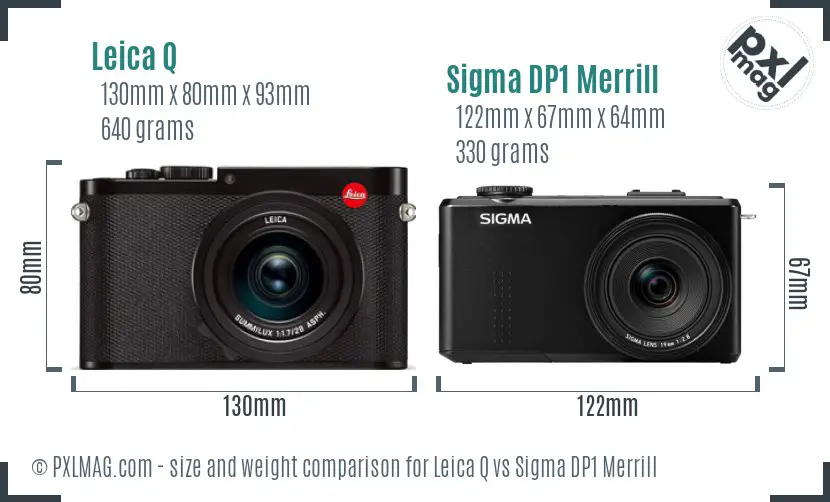 Leica Q vs Sigma DP1 Merrill size comparison
