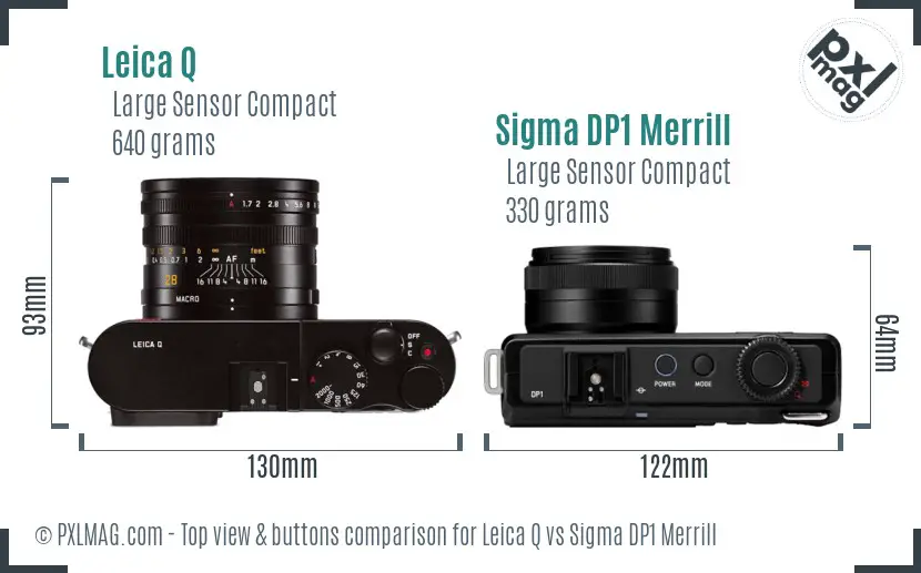 Leica Q vs Sigma DP1 Merrill top view buttons comparison
