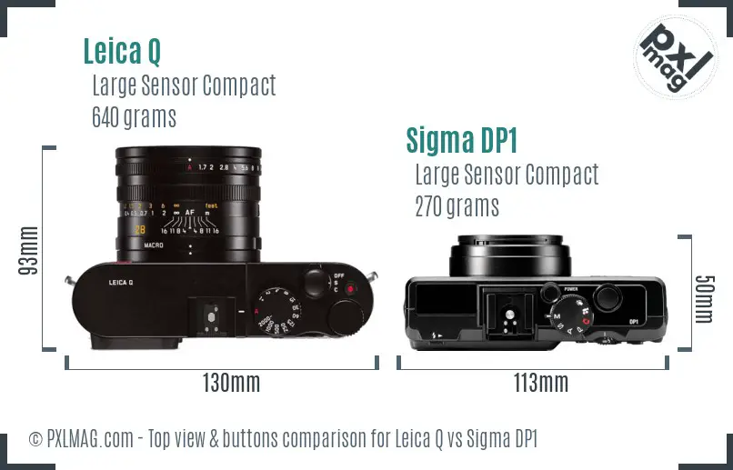 Leica Q vs Sigma DP1 top view buttons comparison