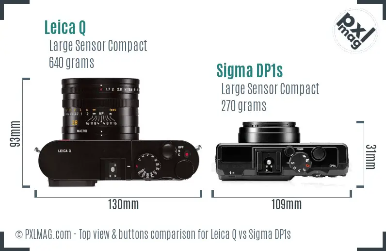 Leica Q vs Sigma DP1s top view buttons comparison