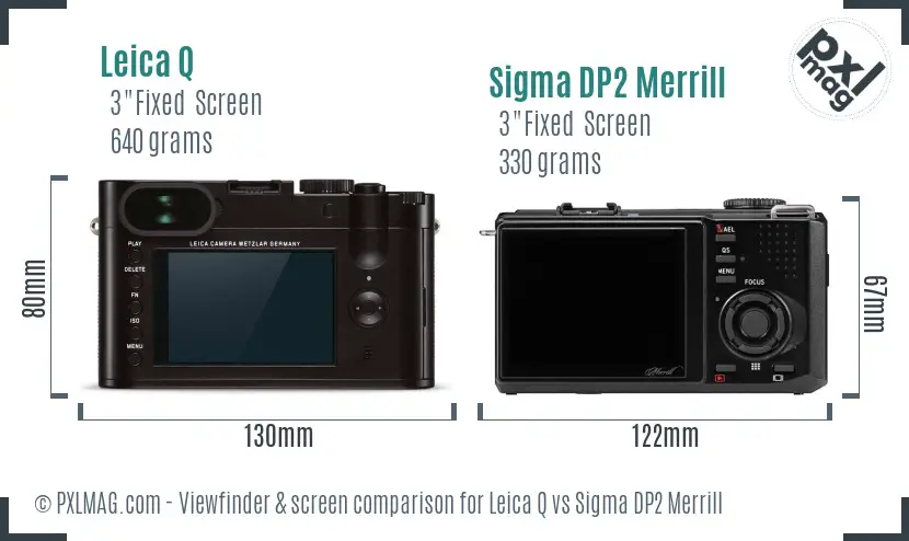 Leica Q vs Sigma DP2 Merrill Screen and Viewfinder comparison