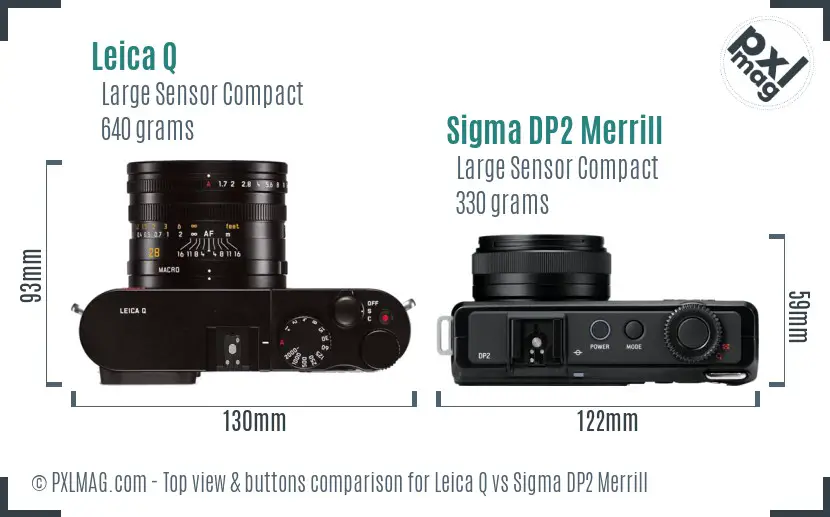 Leica Q vs Sigma DP2 Merrill top view buttons comparison