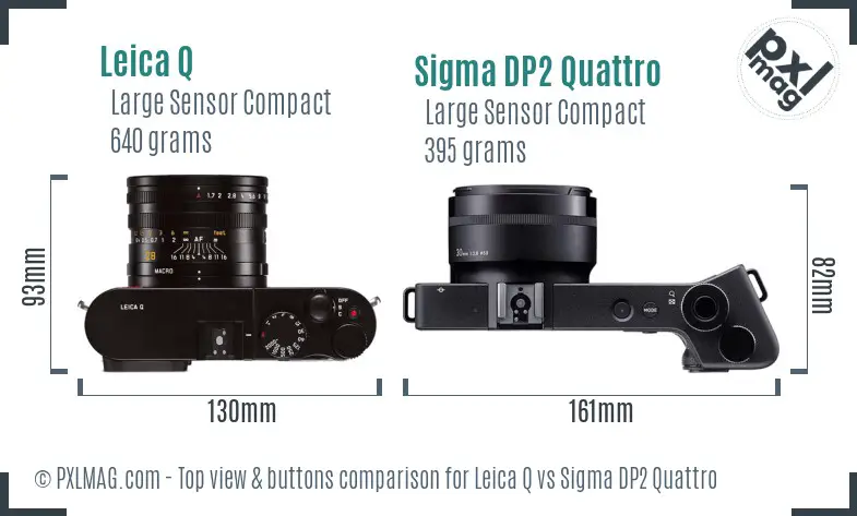 Leica Q vs Sigma DP2 Quattro top view buttons comparison