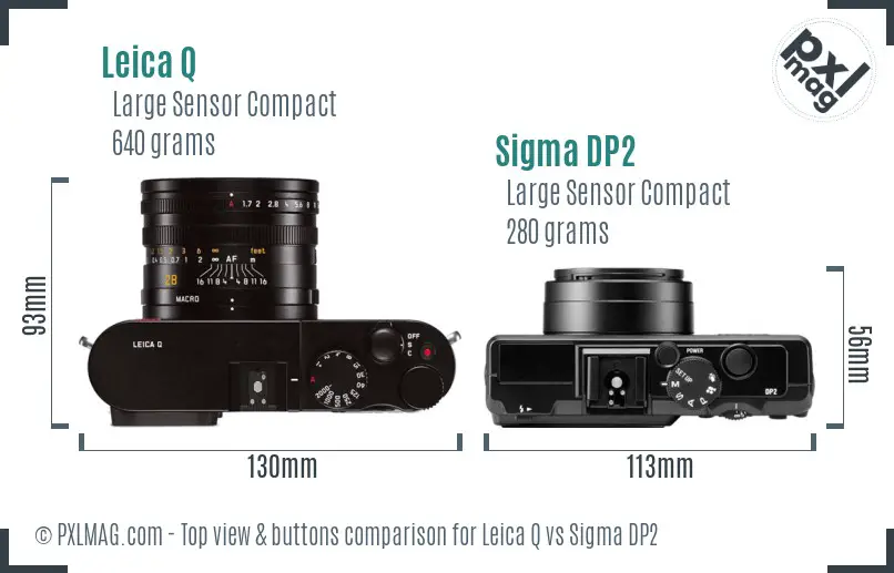 Leica Q vs Sigma DP2 top view buttons comparison