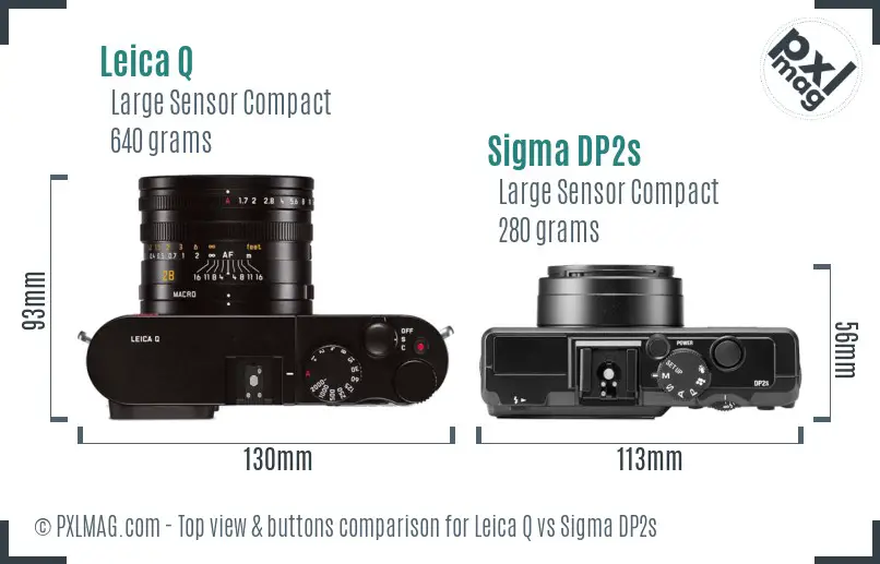 Leica Q vs Sigma DP2s top view buttons comparison