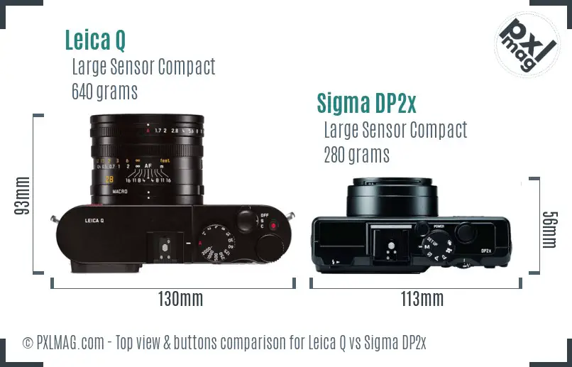 Leica Q vs Sigma DP2x top view buttons comparison