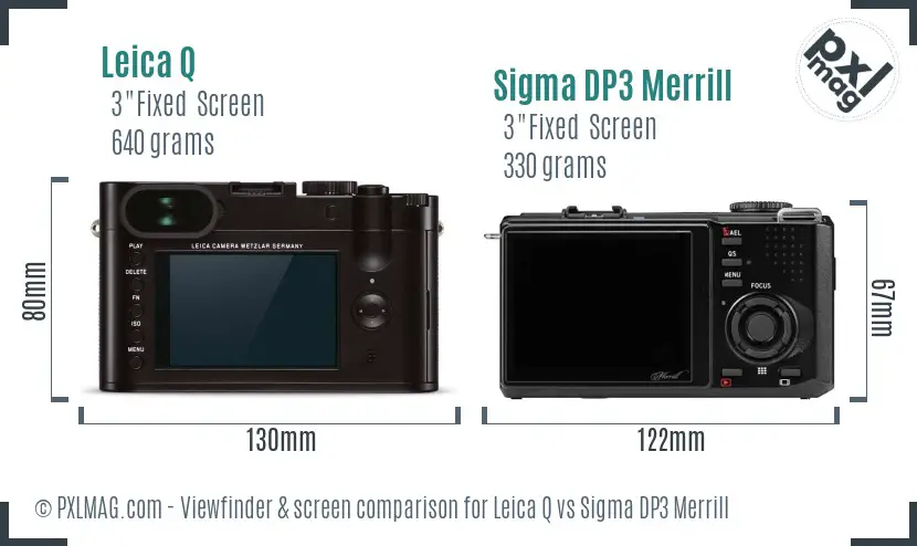 Leica Q vs Sigma DP3 Merrill Screen and Viewfinder comparison