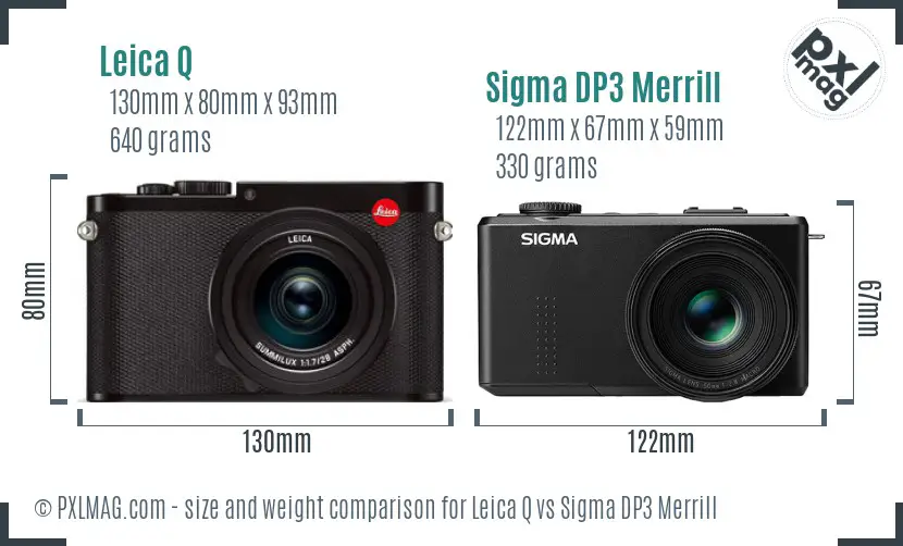 Leica Q vs Sigma DP3 Merrill size comparison