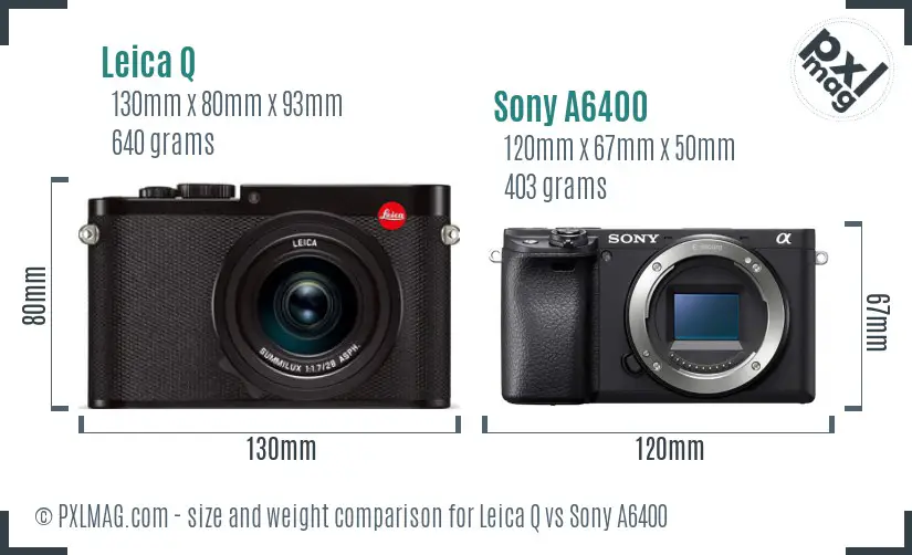 Leica Q vs Sony A6400 size comparison