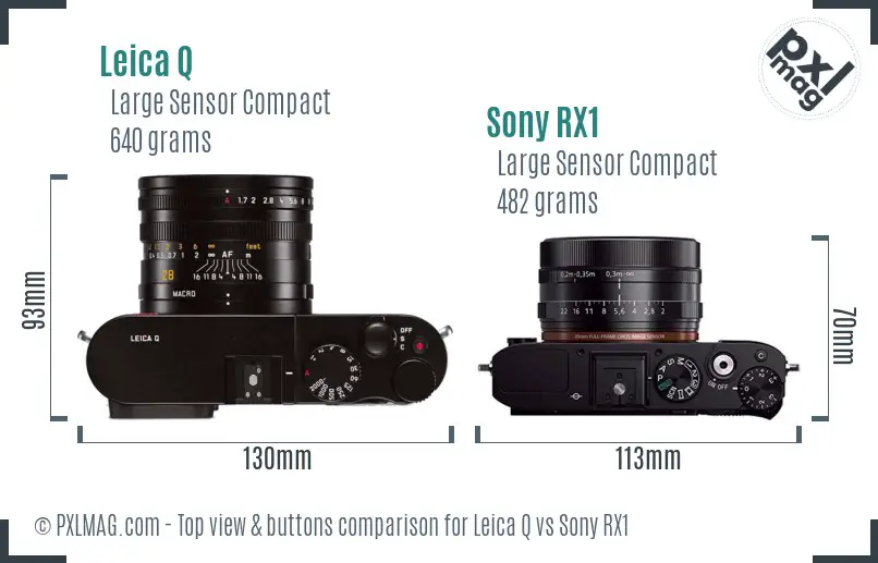 Leica Q vs Sony RX1 top view buttons comparison