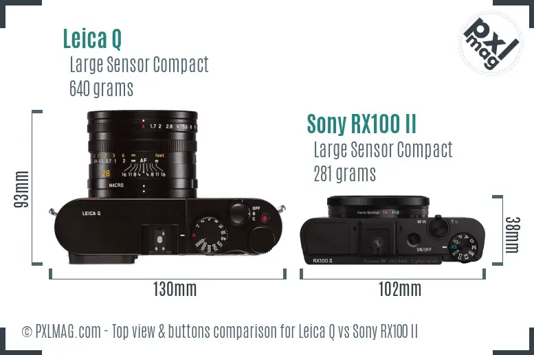 Leica Q vs Sony RX100 II top view buttons comparison