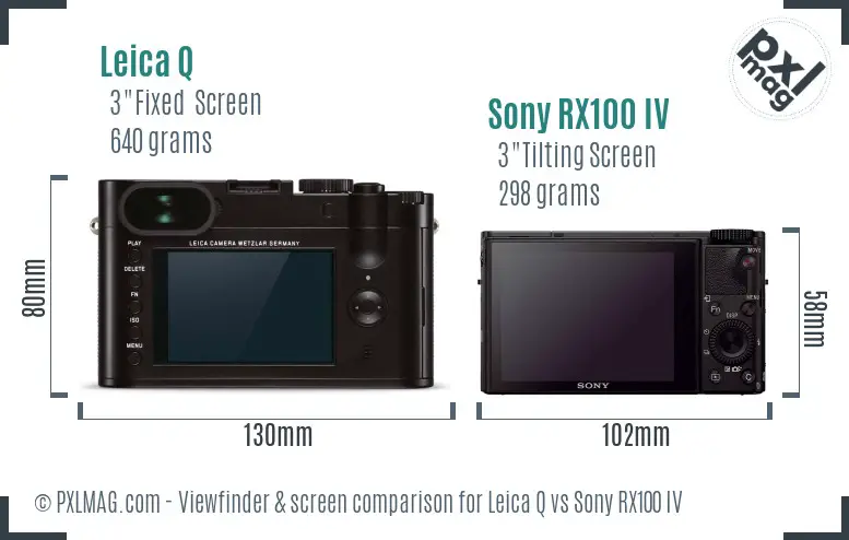 Leica Q vs Sony RX100 IV Screen and Viewfinder comparison