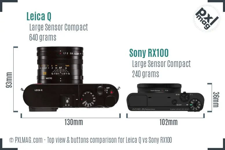 Leica Q vs Sony RX100 top view buttons comparison