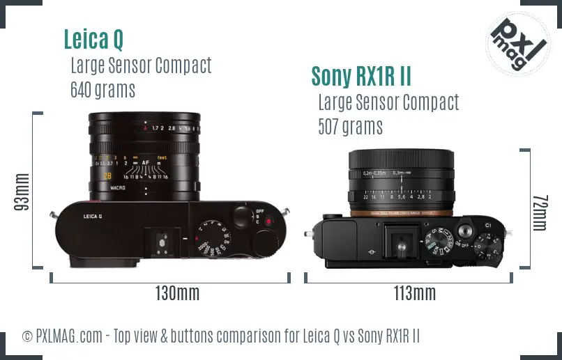 Leica Q vs Sony RX1R II top view buttons comparison