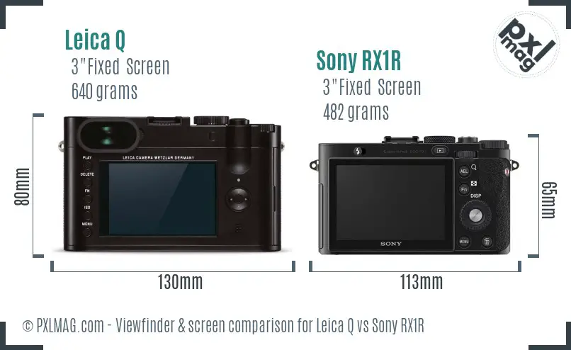 Leica Q vs Sony RX1R Screen and Viewfinder comparison