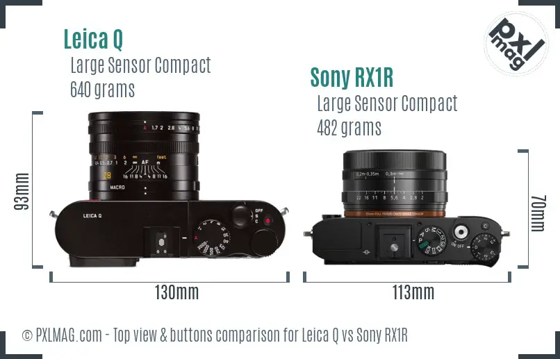 Leica Q vs Sony RX1R top view buttons comparison